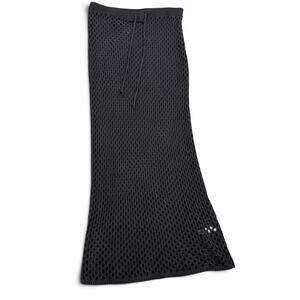 Black Fishnet Maxi Skirt Women’s XL Drawstring Beach Cover Up Boho Resort Cruise